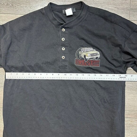 Choko Motorsports GMC 4 Button Henley Long Sleeve Shirt Size Small Cotton Black - Picture 5 of 6